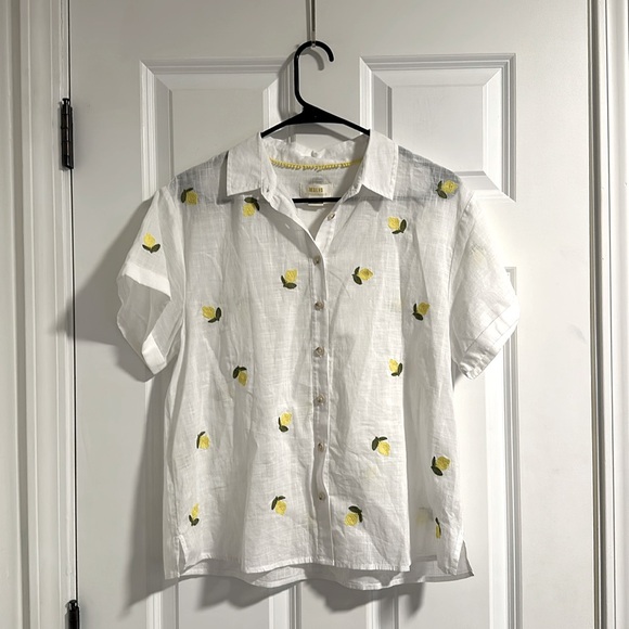 Maeve Anthropologie Embroidered Lemon Blouse size S - Picture 4 of 9